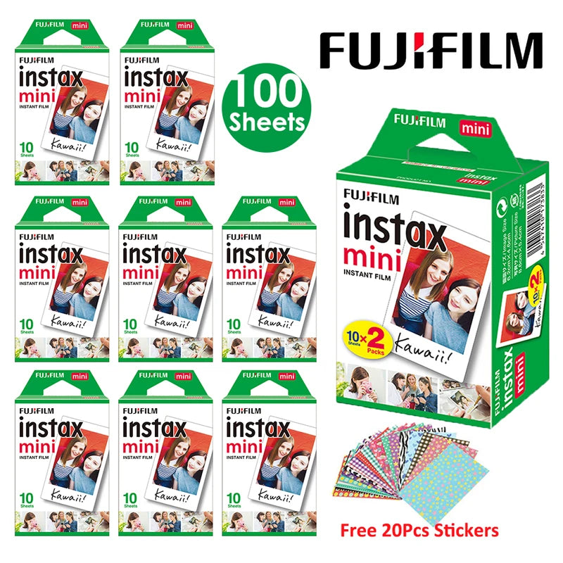 Fujifilm Instax Mini Film White 10 20 40 60 80 100 Sheets For FUJI Instant Photo Camera Mini 12/11 9 8 7 70 90 Film Camera