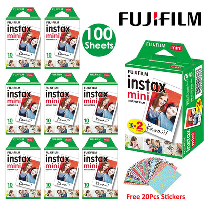 Fujifilm Instax Mini Film White 10 20 40 60 80 100 Sheets For FUJI Instant Photo Camera Mini 12/11 9 8 7 70 90 Film Camera