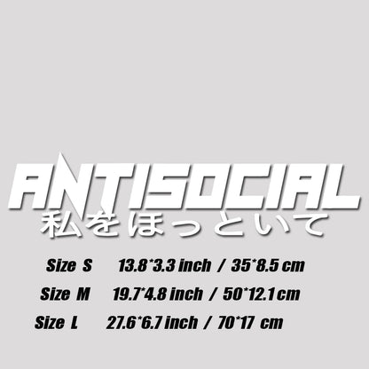 JDM Style 'ANTISOCIRL' Vinyls Decal, Windshield Rear Window Decal Car Sticker Banner, High Quality for Car Truck & LAPTOP!