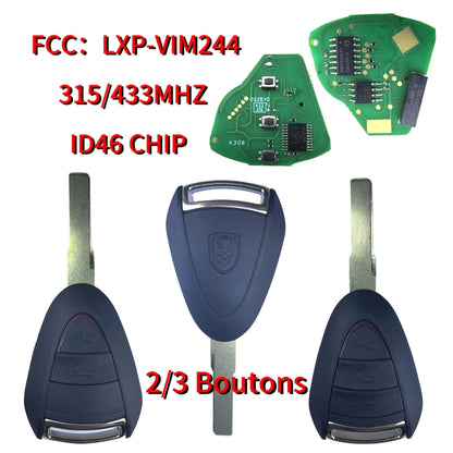 Jingxin Key For Porsche Cayman Boxster Turbo 911 987 996 997 Carrera Targa2005 - 2010 ID46Chip 315 433MHz FCC ID:LXP-VIM244 key