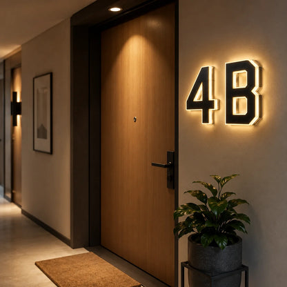 LED Solar House Number Light Waterproof Address Plate with Light Sensor for Home Entrance Yard Wall Outdoor Decoration