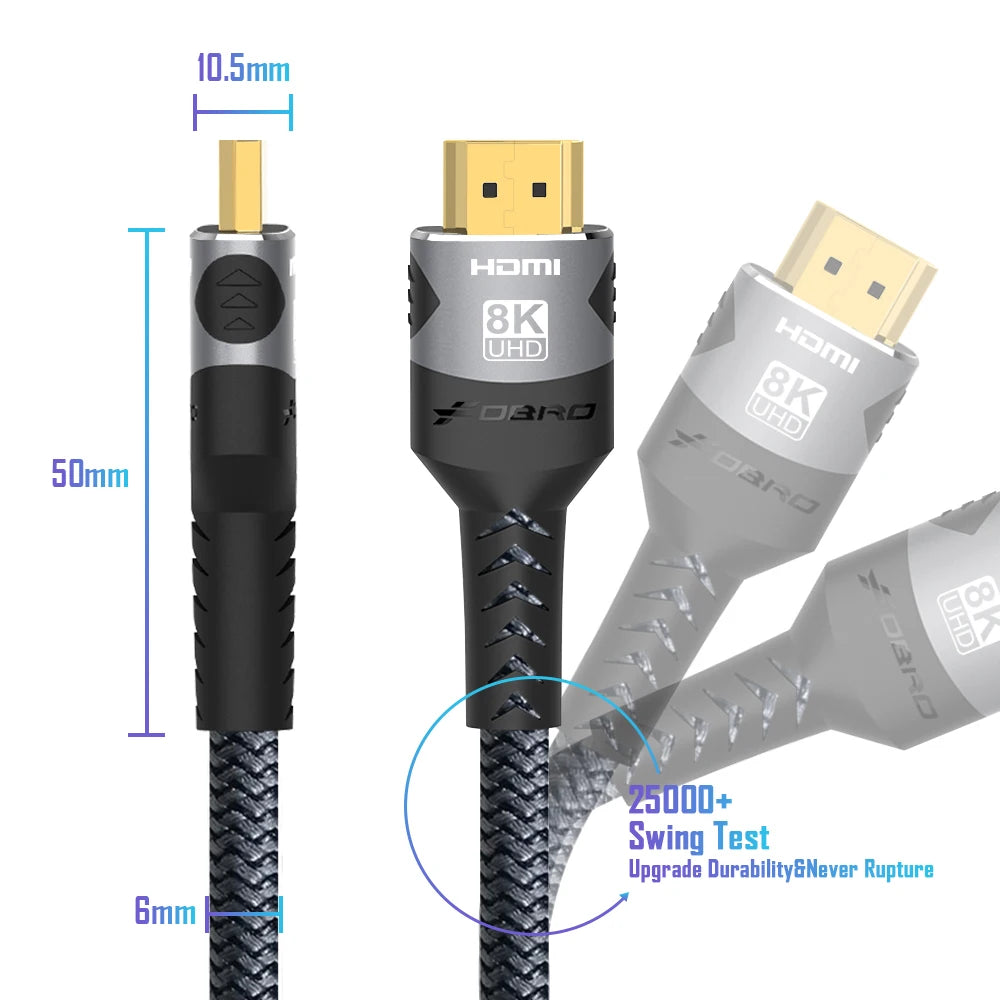 8K HDMI-Compatible Cable 4K@120Hz 8K@60Hz HDMI 2.1 Cable 48Gbps Adapter For RTX 3080 EARC HDR Video Cable PC Laptop TV Box PS5