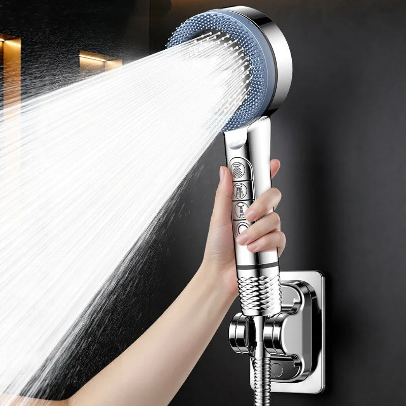 4Modes Pressure Boost Shower Head Multifunction Adjustable Large Water Shower Nozzle Massage Bathroom Accessory