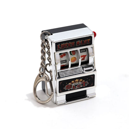 Mini Gambling Slot Machine Key Chains Creative Arcade Pocket Fruit Lucky Jackpot Gadget Antistress Toy Funny Games Keychain Ring