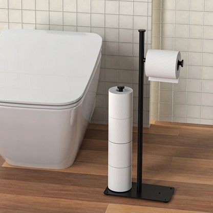 Vertical Toilet Paper Holder with Shelf, Toilet Paper Storage, Multi Roll Paper Storage Rack, Bathroom, Black, Bathroom Storage