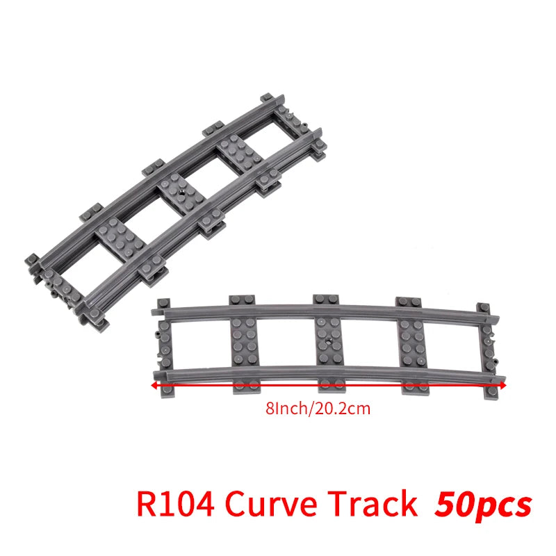 MOC City Bricks Train Flexible Construction Parts Railway Curve Track Building Blocks Model Accessories Compatible with 53401