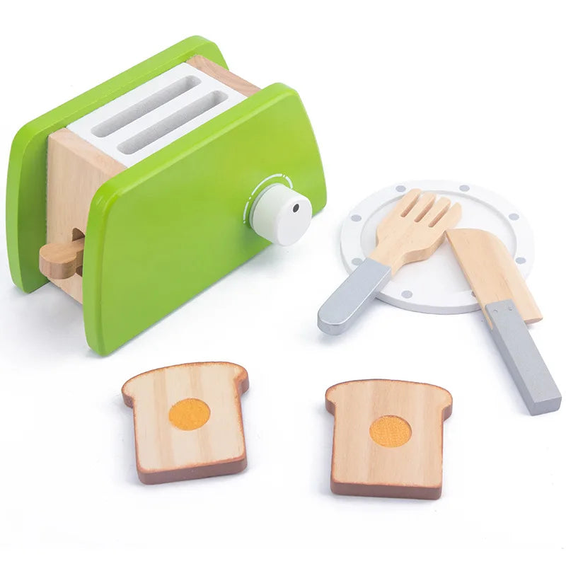 Simulation Wooden Coffee Machine Toaster Machine Food Mixer Wooden Kitchen Pretend Play Toy Baby Early Learning Educational Toys