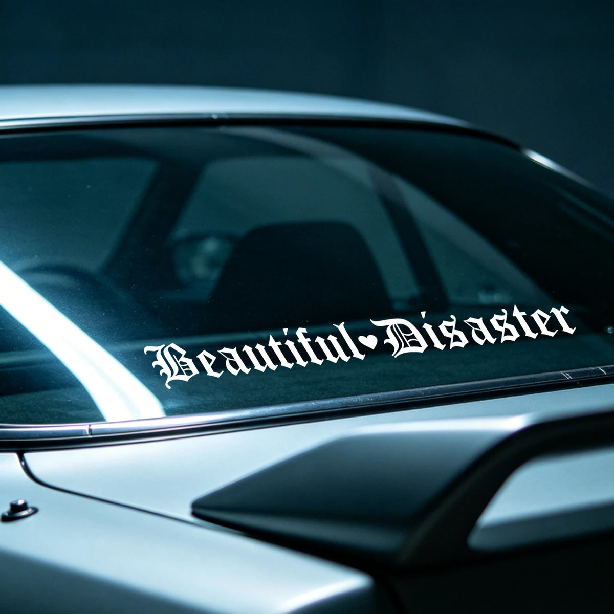 Beautiful Disaster Gothic Letter Vinyl Car Sticker JDM Modified Front and Rear Windshield Car Stickers Waterproof