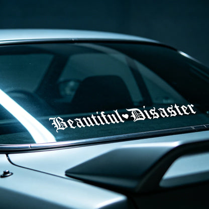 Beautiful Disaster Gothic Letter Vinyl Car Sticker JDM Modified Front and Rear Windshield Car Stickers Waterproof
