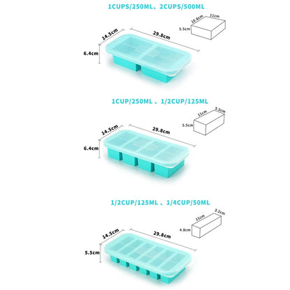 1PC 2/4/6Grid Silicone Freezer Mold with Lid Refrigerated Food Storage Box Food Box Ice Tray Mold Ice Box Fresh-keeping Box