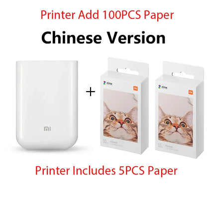 Original Portable MIJIA Pocket Photo Printer Wireless Bluetooth Thermal Print AR Video Mijia ZINK Self-adhesive Color CN