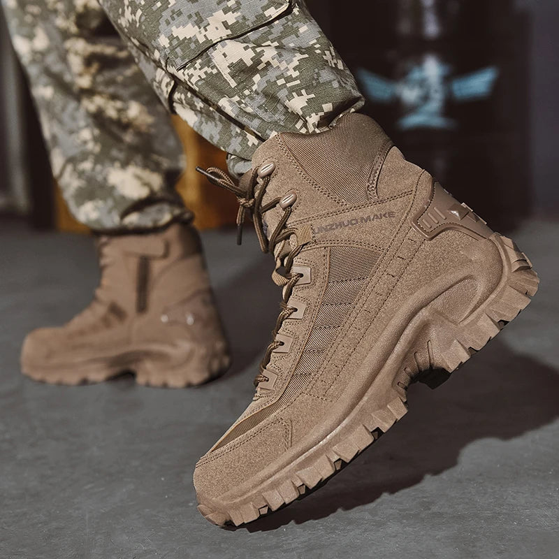 Men's Desert Combat Boots Outdoor Non-slip Tactical Boots Hiking Desert Ankle Hunting Shoes Work Safty Men Boots Botines Zapatos