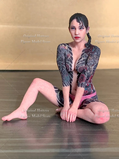 1/16 Scale Female Soldier Cool Girl Tattoo Beauty Mini Realistic Sculpture Full Set About 6.09cm Action Figure Model Gifts