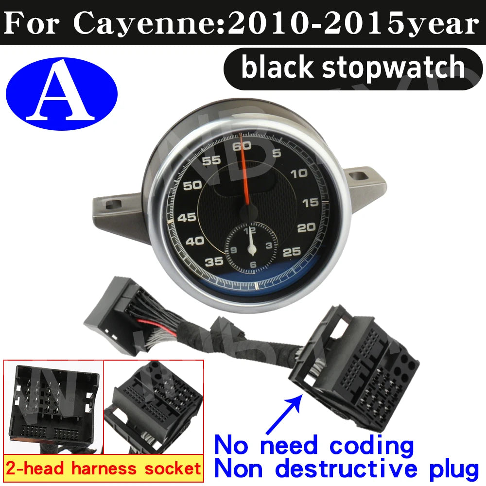 Car Stopwatch for Porsche Cayenne 958 10-17 Clock Chrono Watch Dashboard Cover Modified Car Interior Accessories Stopwatch Clock