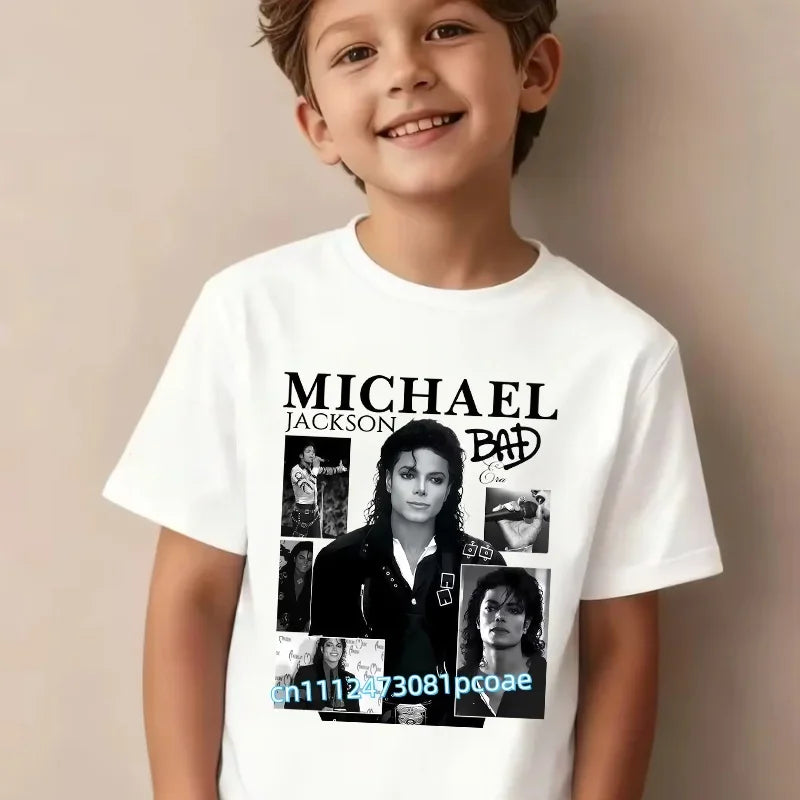 King of Pop Michael Jackson Children T-Shirt Cartoon Cotton Tops Kid Boy Girl MJ Tee Shirts Casual Clothes Birthday Gift 2026