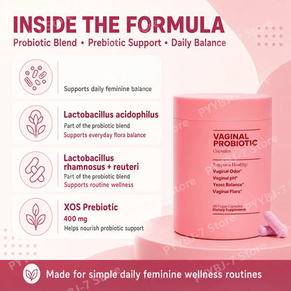 Women's Probiotic Capsules  with Lactobacillus & Prebiotics for Gut and PH Balance  Promote Healthy Flora 60 Pieces