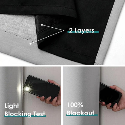 Blackout Curtains Eyelet 100% Light Blocking Thermal Insulated Curtains for Bedroom Living Room Darkening Drapes Door Curtains