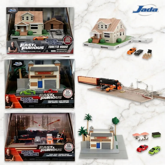 Original Jada Fast & Furious Nano Scene Series: Final Race Toretto's Market Cafe House Die-cast Model Collectible Toy Gift