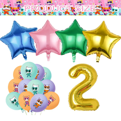 Superkittie Birthday Party Decoration Tableware Tablecloth Plate Cup Napkin Balloon Cake Decor superkitties Party Favors Supply