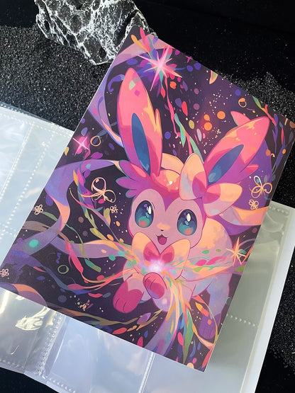 2026NEW PTCG Eevee Collectible Card Album 4 Compartments Can Hold 240 Pcs Card Gengar Ex Collectible Card Book Storage Bookcase