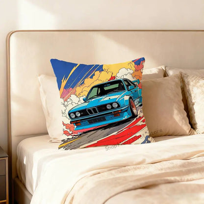 Black White E-E36 Car Pillow Cases for Bedroom Living Room Sofa Home Decor Polyester Cushion Cover with Zipper