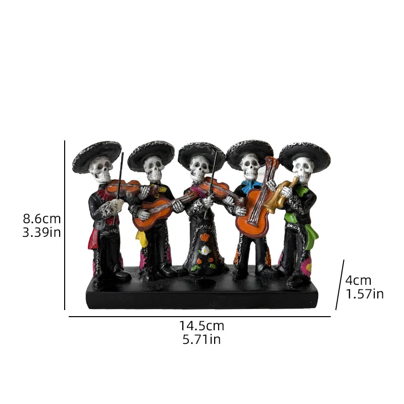Day of the Dead Skeleton Band Statue Creative Resin Holiday Sculpture for Festive Decoration Ornament