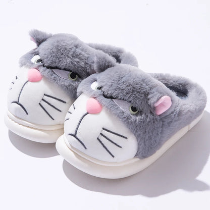 Fluffy Slippers Women House Cute Cartoon Casual Winter Designer Shoes Girls Home Flats Elegant Plush Fashion Footwear Large Size
