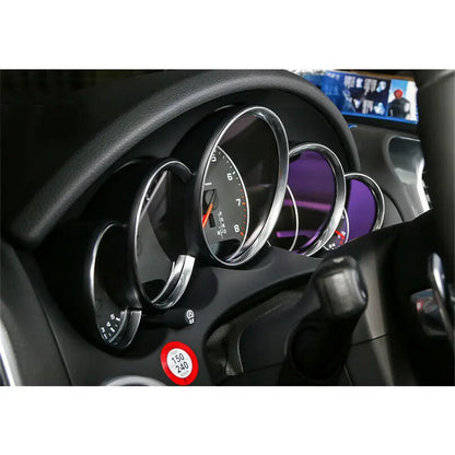 AC34-For-Porsche Cayenne 958 2011-2018 Silver Car Dashboard Meter Ring Covers Trim Interior Decoration