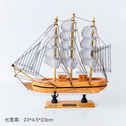 Wooden Sailboat Model Handcrafted Coastal Nautical Decor Table Centerpiece For Living Room Office Desk Gift For Adults And Teens