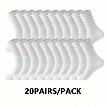 10/20 Pair Men Women Anti Odor Knitted Mid Tube Socks Suitable All Seasons Sweat Absorbing Breathable Couples Casual Sports Sock