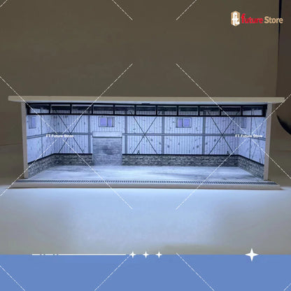 1/64 Scale Garage Scene Model Lighting Assembled Parking Lot Diorama Parking Place for Miniatures Figure Cars Display