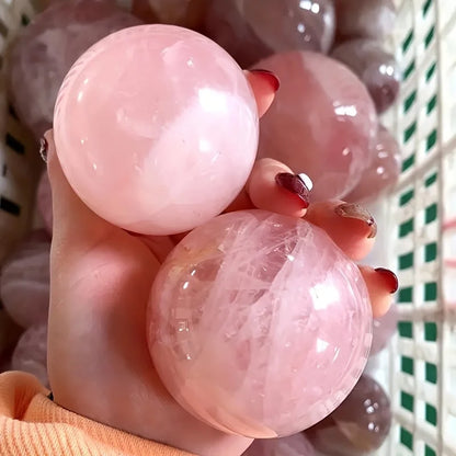 Rose quartz crystal ball, love crystal, used for home decoration, desktop ornaments, holiday gifts