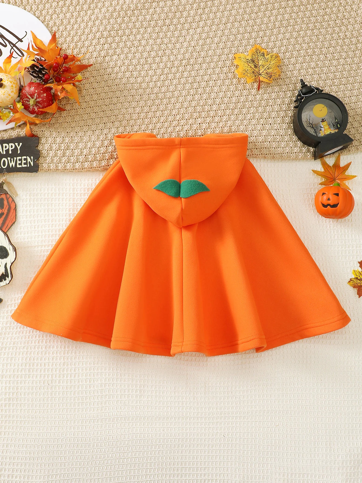 Kids Halloween Pumpkin Cape Hooded Cloak 3‑8 Years Toddler Baby Walking Costume Boys Girls Halloween Party Fancy Dress Up Outfit