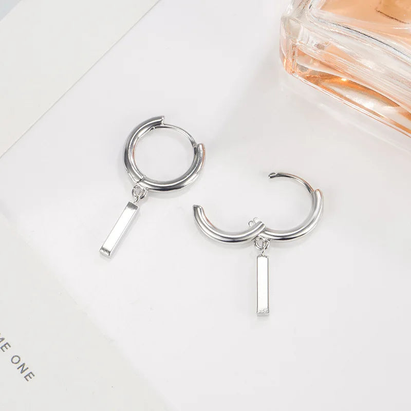925 Sterling Silver Geometry Asymmetric Earring for Women Girl Simple Office Jewelry Gift Dropshipping