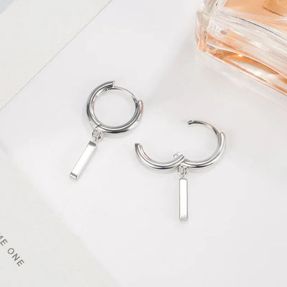 925 Sterling Silver Geometry Asymmetric Earring for Women Girl Simple Office Jewelry Gift Dropshipping