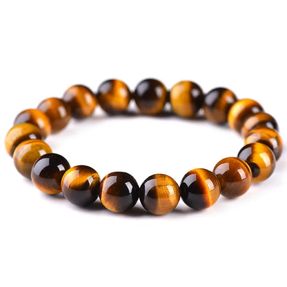 New Cool Motorcycle Riding Beaded Bracelet Men Natural 4/6/8/10/12mm Smooth Tiger Eyes Stone Braslet Outdoor Cycling Accessories