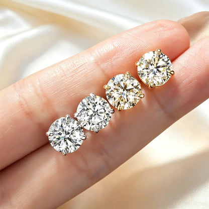 Abestecom VVS1 GRA 0.1ct-3.0ct Moissanite Earring D Color Lab Diamond Four Prong Single Stone Women Stud Earrings Jewelry Gift