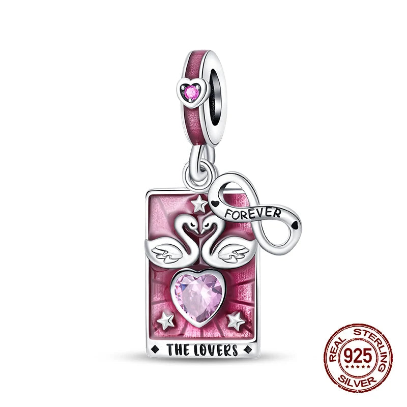 100% 925 Sterling Silver Tarot Collection Pendant DIY Hourglass Beads Fit Pandach Original Bracelet Women Jewelry Birthday Gift