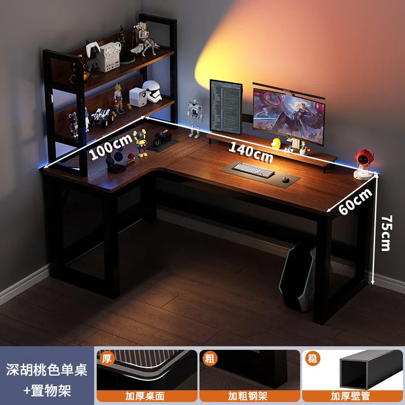Modern Corner Computer Desk L-shaped Desktop Home E-sports Table Game Desk Bookshelf Bedroom Study Table Office Desk Chair