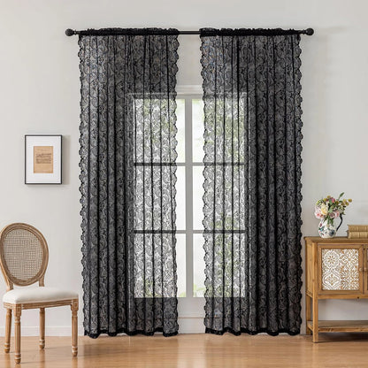 2PCS Black Phoenix Tail Curtains Are Wrinkle-Resistant, Wear-Resistant, Simple and Versatile, Universal for Bedrooms and Living