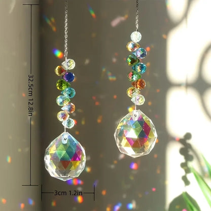1/2pc Strawberry Bead Crystal Ball Sun Catcher - Hanging Prism For Garden & Home Decor, Glass/Iron Craft Tool