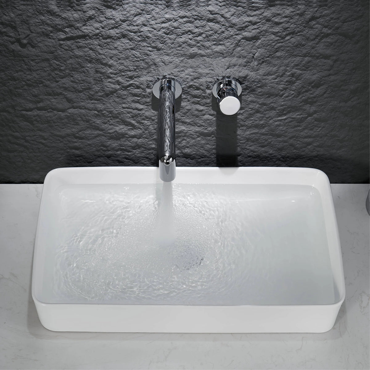 AITANA Luxury Chrome Brass Wall Mounted Bathroom Faucet Simple Design Embedded Single Handle Hot and Cold Water Basin Faucet