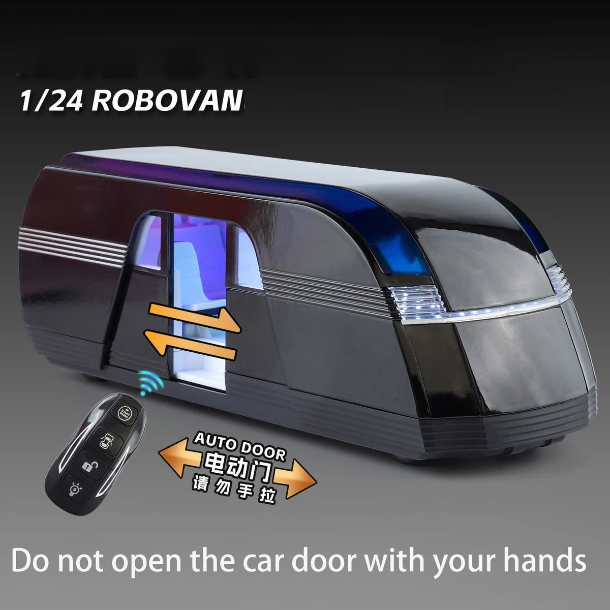 Control 1:24 Robovan Alloy Bus Car Model Diecast Metal New Energy Electric Bus Vehicle Car Model Simulation Sound Light Gift