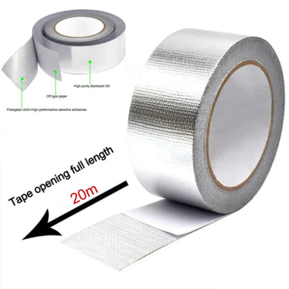 Motorcycle Exhaust Pipe Heat Insulation Tape Wrap Manifold Downpipe High Temperature Bandage Universal Silver Tape 20M*5cm
