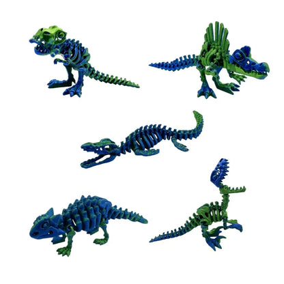 5-Piece 3D Printed Dinosaur Set with Movable Joints, Including Ankylosaurus, Sauron, and Spinosaurus, Home and Decor Display Pie