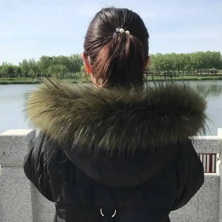 Raccoon Fur Collars For Jacket Women's Real Fur Collar Warm Natural Fur Hoodie Decor Winter Parkas Coat Jacket Furry Hood Trims