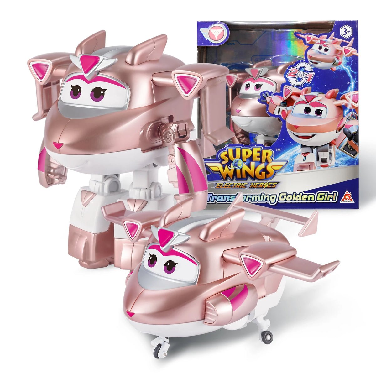 Super Wings 5 Inches Transforming Traver Transforms from Airplane to Robot in 10 Steps Deformation Action Figures Kid Toys Gift