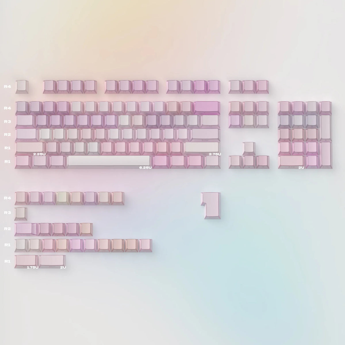 137 Keys Shadow Keycap Side Print Edge Backlit Keycaps Cherry Profile PBT Shine Through White Keycaps For MX Mechanical Keyboard