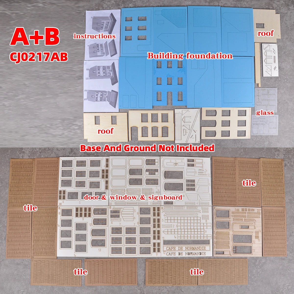 Assembly Architectural Building Model Sand Table Normandy Cafe Club Diorama Scale Model Kit Display Base Stand 1/35