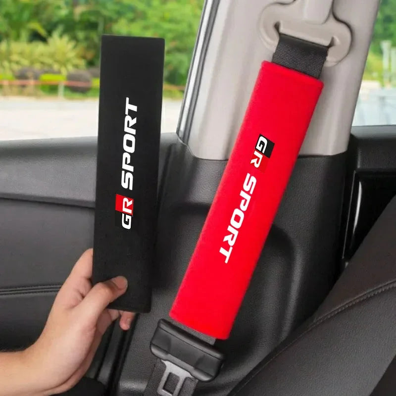 Fashionable Style 2Pcs Car Seat Belt Sleeve Cover Set for GR Sport Gazoo Racing Supra 86 RAV4 C-HR Auto Seatbelt Accessories